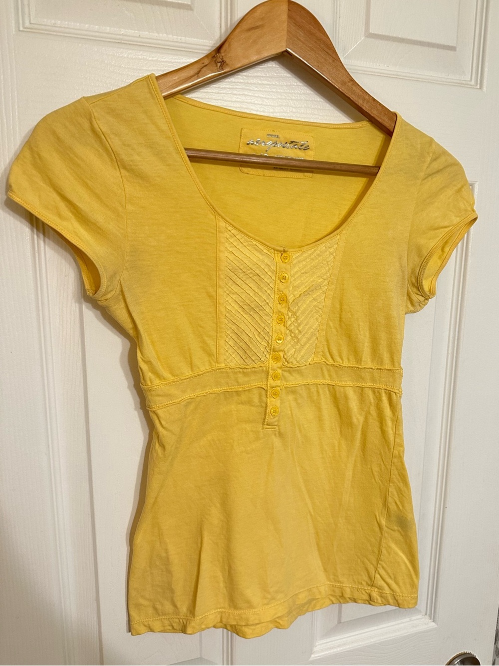 Aeropostale Y2K Yellow Babydoll Button Front Top Coquette Milkmaid Cottagecore S
